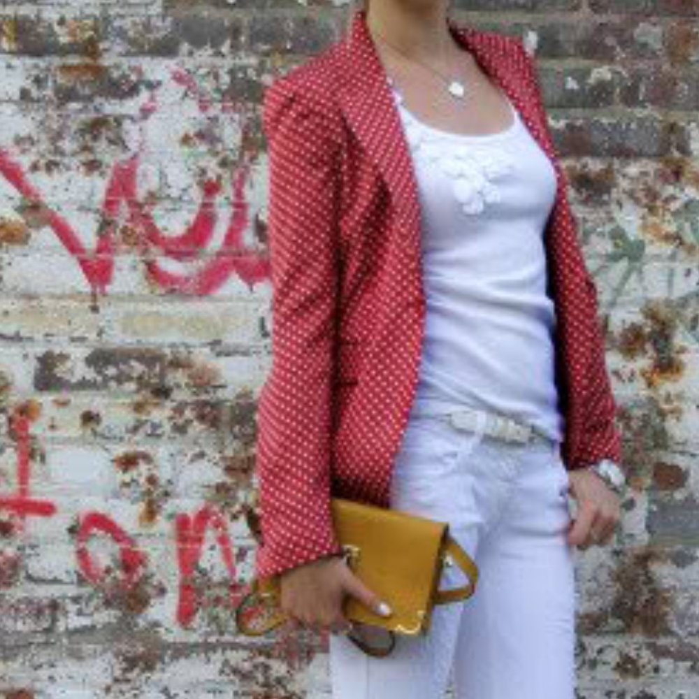Zara burnt red polkadot silky lapel collar jacket